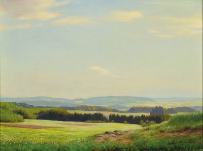 Hanny Franke, 1890 Koblenz-1973 Frankfurt/Main, Frühling im Westerwald, ÖL/Lwd, signiert, ca. 46x61cm, R. ca. 49x64cm