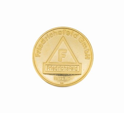 Gold Medaille 40 Jahre Friedrichsfeld GmbH, GG 900/000, Weinrich, Otto, ca. 10.0 g