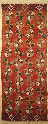 Uzbekische Stickerei, Uzbekistan, um 1920/1930, Wolle auf Baumwolle, ca. 335 x 130 cm, EHZ: 2