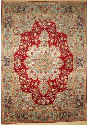 Kerman Lawar alt fein, Persien, um 1960, Korkwolle auf Baumwolle, ca. 430 x 307 cm, EHZ: 1(gebraucht)