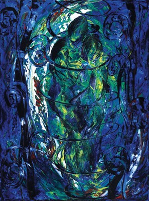 Dietmar Brixy, geb. 1961 Mannheim, Studium an der Akademie Karlsruhe, Abstrakt-figurative Komposition, Acryl auf Lwd, rechts unten signiert und dat. ...
