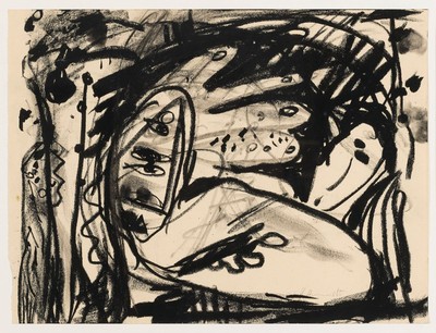 Gunter Damisch, 1958 Steyr-2016 Wien, Kohlezeichnung auf Papier, "Bildfolge scherzhafte Erwägungen", 1985, rechts unten signiert u. ...