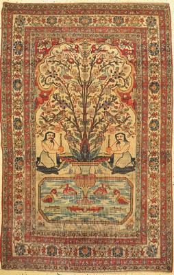 Kerman"Lawar", antik, Persien, 19.Jhd, Wolle auf Baumwolle, ca. 203 x 132 cm, EHZ: 3-4
