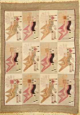 Navaho Kelim, Südamerika, um 1940/1950, Wolle auf Wolle, ca. 150 x 111 cm, EHZ: 2, Beschädigungen am Rand