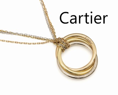 18 kt Gold CARTIER Collier, GG/WG/RG 750/000, aus der Trinity-Serie, L. ca. 40 cm, Karabinerschließe