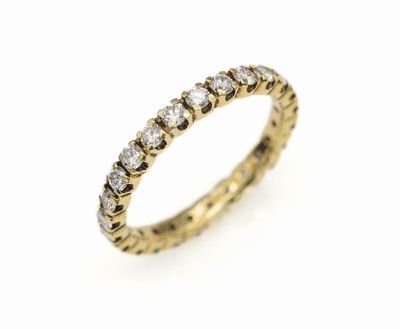14 kt Gold Brillant-Memoryring, GG 585/000,Brillanten zus. ca. 1,00 ct Weiß/si, RW 53, total ca. 2,0 g