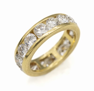18 kt Gold Brillant-Memoryring, GG 750/000,rundum mit Brillanten zus. ca. 4,00 ct Weiß/si, total ca. 5,3 g, RW 50