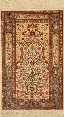 Hereke Seide fein, signiert, Türkei, um 1960, reine Naturseide, ca. 97 x 60 cm, EHZ: 1(gebraucht).