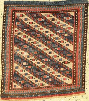Shahsawan Taschenfront, Persien, 19.Jhd, Wolle auf Wolle, ca. 62 x 55 cm, EHZ: 2