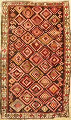 Schirwan mit Kelim Muster, Kaukasus, um 1920, Wolle auf Wolle, ca. 200 x 122 cm, EHZ: 2, gleichmäßig dünner Flor