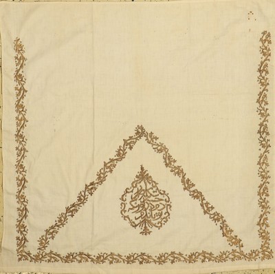 Osmanische Metallstickerei, Türkei, 19.Jhd,Metallstickerei auf Leinen, ca. 98 x 95 cm, EHZ: 1-2, fleckig