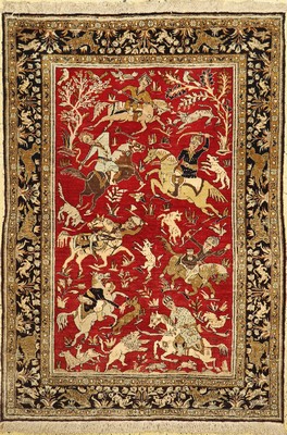 Ghom Seide, Persien, ca. 50 Jahre, Wolle auf Baumwolle, ca. 161 x 112 cm, EHZ: 1-2