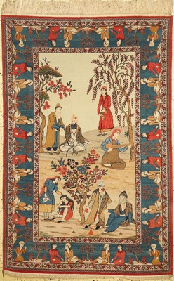 Keschan"Mohammad Dabir Sanaye", signiert, Persien, um 1910/1920, Korkwolle auf Baumwolle, ca. 207 x 137 cm, EHZ: 1-2, paar kleine ...