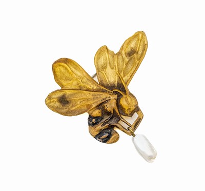 Jugendstilbrosche Frankreich um 1900, sign. GIP - Georges Pierre, berühmter Hersteller von Hornschmuck, Partner von Mme Bonte, blondes Horn ...