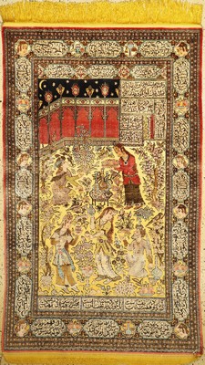 Seltener Ghom Seide Souf, Persien, um 1960,reine Naturseide, ca. 216 x 135 cm, EHZ: 1, fachkundig gereinigt
