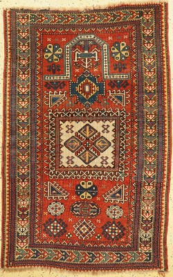 Fachalo Kazak antik, Gebetsteppich, Kaukasus, 19.Jhf, Wolle auf Wolle, ca. 170 x 110 cm, EHZ: 2, minimal verkürzt