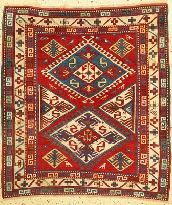 Antiker Borchalou Kazak, Kaukasus, 19.Jhd, Wolle auf Wolle, ca. 135 x 120 cm, EHZ: 2