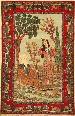Keschan Kork fein, Persien, um 1920/1930, Korkwolle auf Baumwolle, ca. 205 x 135 cm, EHZ: 1-2,fachkundig gereinigt, kleine restaurierte Stelle
