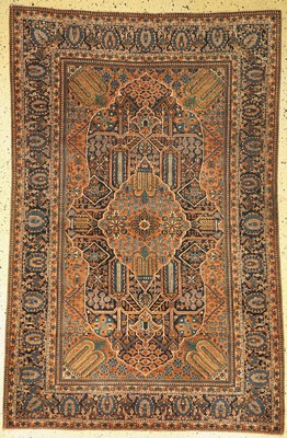 Keschan Mohtasham antik, Persien, um 1900, Korkwolle auf Baumwolle, ca. 202 x 132 cm, EHZ: 2, fachkundig gereinigt