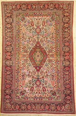Keschan Kork fein, Persien, um 1930/1940, Korkwolle mit außergewöhnlich viel Seide, ca. 202 x 135 cm, EHZ: 1-2, fachkundig gereinigt, Seide ...