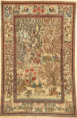 Antiker Esfahan"Ahmad", Persien, um 1900, Wolle auf Baumwolle, ca. 204 x 136 cm, EHZ: 1-2, fachkundig gereinigt.