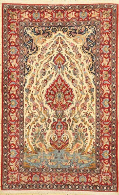 Esfahan fein, Persien, um 1960, Korkwolle auf Seide, ca. 175 x 111 cm, EHZ: 1, leicht verschmutzt