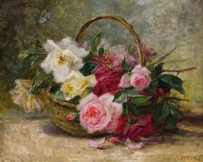 Louis Letsch, 1856 Wolfurt-1940 Straßburg, Studium in Paris, war in Mühlhausen und ab 1920 in Straßburg tätig, hier: Rosen im Korb, links oben ...