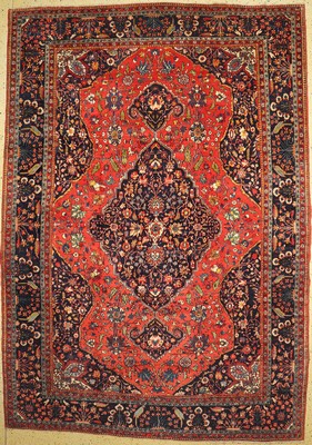 Sarogh Farahan Kork fein, Persien, um 1920,Korkwolle auf Baumwolle, ca. 390 x 270 cm, EHZ: 1-2, fachkundig gereinigt