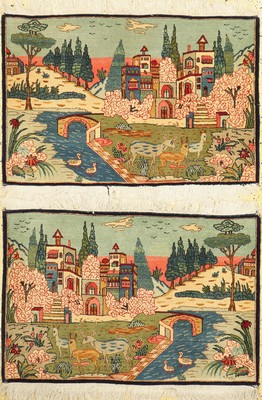 1 paar Keschan Kork, Persien, um 1960, Korkwolle auf Baumwolle, ca. 97 x 65 cm, EHZ: 1-2, fachkundig gereinigt