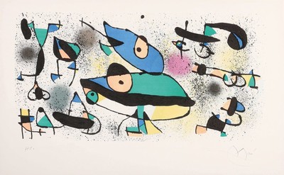 Joan Miro, 1893-1983, Farblithografie, handsign., num. H.C., unter Plexiglas gerahmt, R., gesamt ca.66x92cm
