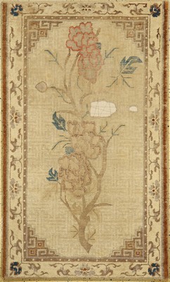 Früher Ning-Hsia antik, China, 18.Jhd, Wolle auf Baumwolle, ca. 162 x 98 cm, EHZ: 4, auf Stoff genäht