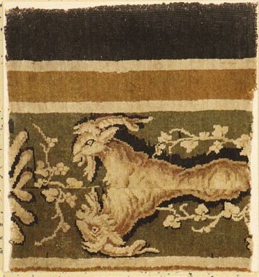 Aubusson Teppich Fragment, Frankreich, 19.Jhd, Wolle auf Baumwolle, ca. 63 x 56 cm