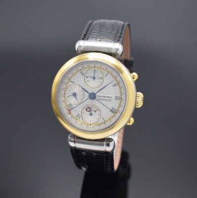MERCEDES BENZ Armbandchronograph, Automatik, Schweiz um 1998, sat. Edelstahl/Gold kombiniert, neutr. Lederband m. Faltschl., beids. vergl., ...