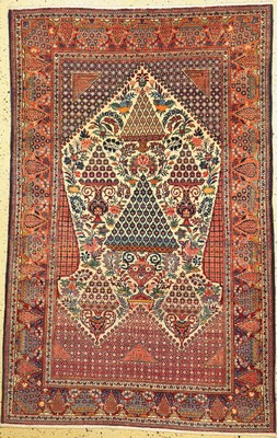 Keschan "Hadjikhanumi Design", Persien, um 1910/1920, Korkwolle auf Baumwolle, ca. 205 x 135 cm, EHZ: 1-2, Abrasch, fachkundig gereinigt