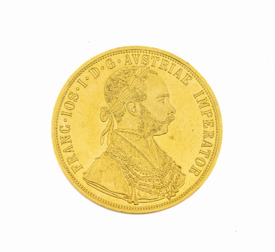 Goldmünze 4 Dukaten, Österreich-Ungarn 1915, Franz Joseph I., offizielle Nachprägung