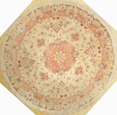 Täbriz fein(50 Raj), Persien, ca. 50 Jahre,Korkwolle mit Seide, Durchm.ca. 195 cm, EHZ: 2(stark verschmutzt)
