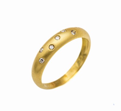 18 kt Gold Diamant-Ring, GG 750/000, sat., 7 kl. Diamanten, ca. 2.9 g, RW 55