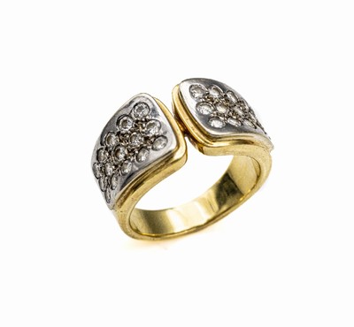 18 kt Gold Brillant-Ring, GG 750/000, 30 Brillanten in rhod. Fassungen zus. ca. 1.12 ct(grav.) feines Weiß/vsi, ca. 9.9 g, RW 53