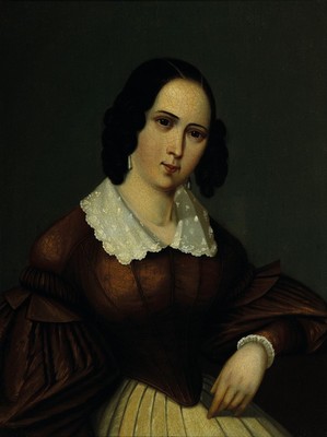 Unbekannter Künstler des Biedermeier, um 1840, Porträt einer jungen Frau, Öl/Lwd, rest., doubl., ca. 38x32cm, R. ca. 48x40cm