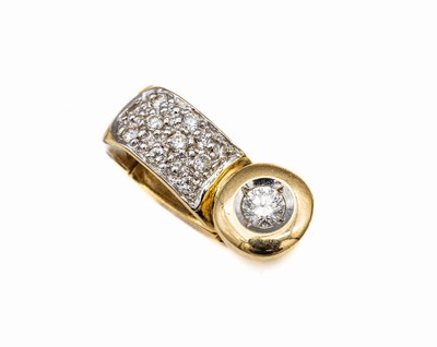 14 kt Gold Brillant-Clipanhänger, GG/WG 585/000, Brillanten zus. ca. 0.20 ct Weiß/si, total ca. 3.3 g, L. ca. 1.5 cm