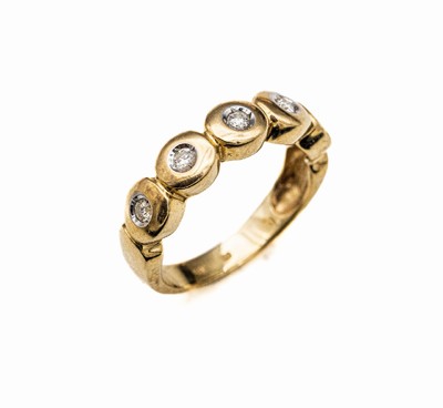 14 kt Gold Brillant-Halbmemoryring, GG 585/000, 5 Brillanten zus. ca. 0.15 ct Weiß/si, RW 52, ca. 4.1 g
