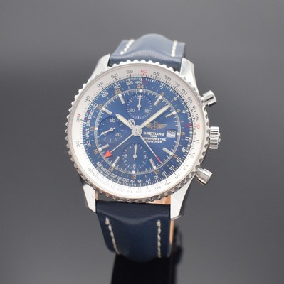 BREITLING Armbandchronograph Navitimer World Referenz A24322, Automatik, Edelstahlgeh. inkl. orig. Lederband m. orig. Dornschl., Boden verschr., ...