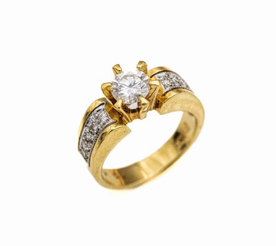 18 kt Gold Brillant-Ring, GG 750/000, 11 Brillanten zus. ca. 0.50 ct (grav.) feines Weiß-Weiß/vs-si, total ca. 4.8 g, RW 47