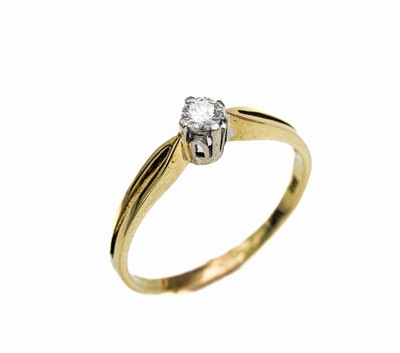 14 kt Gold Brillant-Ring, GG/WG 585/000, Brillant-Solitär ca. 0.25 ct feines Weiß/vs, total ca. 2.8 g, RW 65