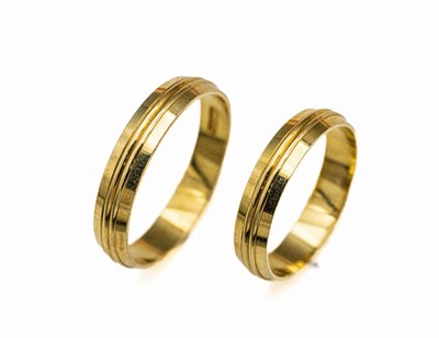 Paar 14 kt Gold Freundschaft-/Eheringe, GG 585/000, RW 61 und 53, zus. ca. 5.7 g