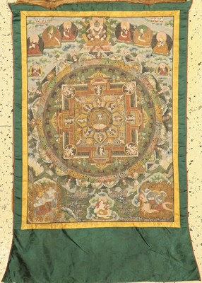 Thangka alt, Tibet, um 1930/1940, Stoffmalerei, ca. 103 x 65 cm, EHZ: 2-3