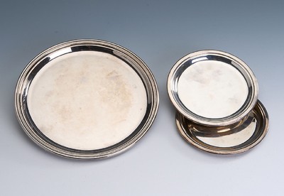 Set Anbietteller, 800er Silber, Italien, schlichte Gestaltung, 1 x D. ca. 20 cm, 2 x D.ca. 13 cm, ca. 400 g
