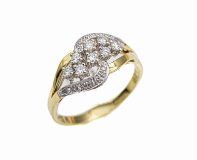 14 kt Gold Diamant-Ring, GG/WG 585/000, 8 Brillanten und 8 8/8-Diamanten zus. ca. 0.42 ct (grav.) feines Weiß/si, total ca. 4.1 g, RW 61