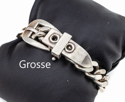 GROSSE Armband, 925er Silber, in der Form eines Gürtels, L. ca. 21 bzw. 22 cm, ca. 77.5 g, sign.