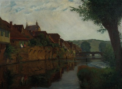 Adolf Luntz, 1875 Wien-1924 Karlsruhe, Studium an den Akademien Wien und Karlsruhe, Meisterschüler bei Gustav Schönleber, Blick durch Besigheim am ...